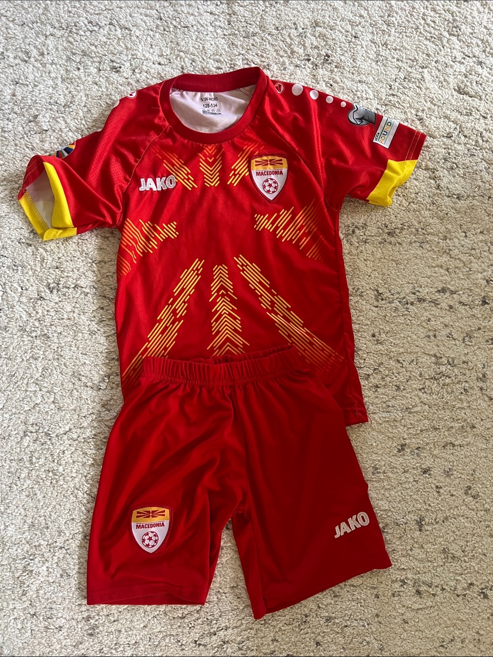 Kids' Macedonia Red Soccer Jersey & Shorts Set